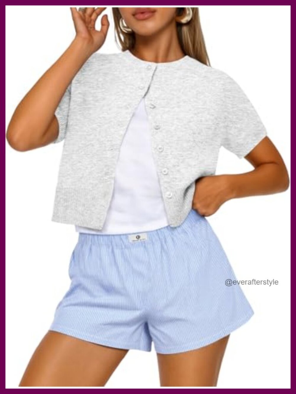Trendy Queen Short Sleeve Cardigan for Women Lightweight Cropped Knit Top